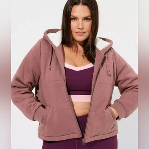 Torrid Rose Taupe Faux Fur Lined Bomber Jacket Size 3X